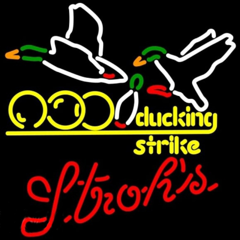 Strohs Bowling Sucking Strike Beer Sign Neonskylt