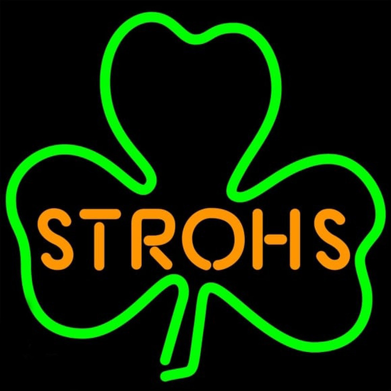 Strohs Green Clover Beer Sign Neonskylt