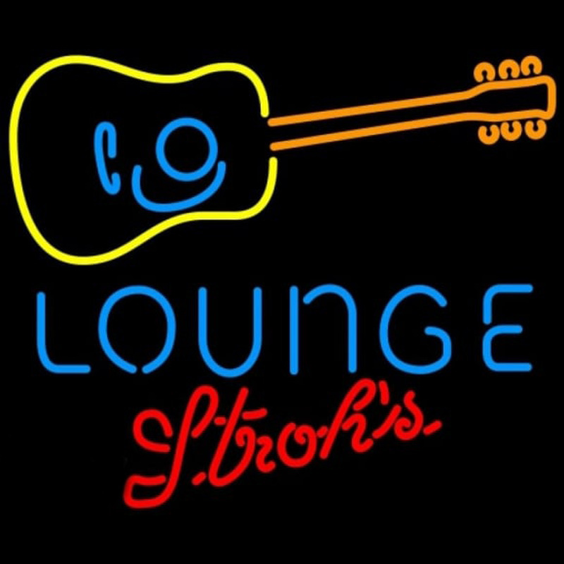 Strohs Guitar Lounge Beer Sign Neonskylt