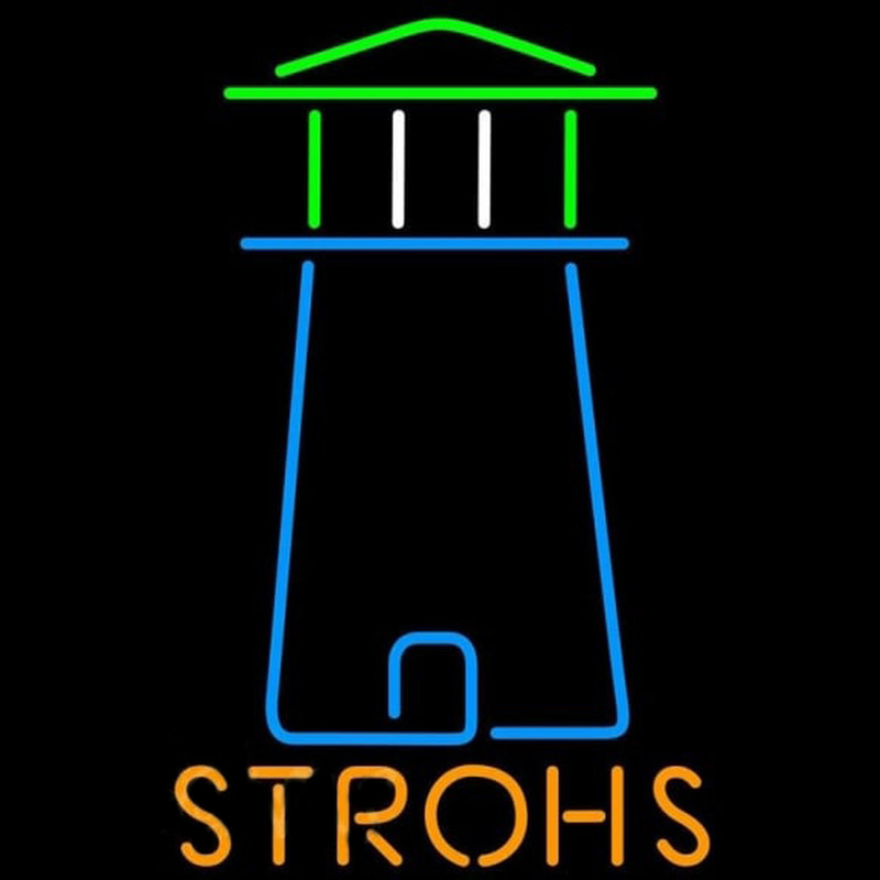 Strohs Lighthouse Art Beer Sign Neonskylt