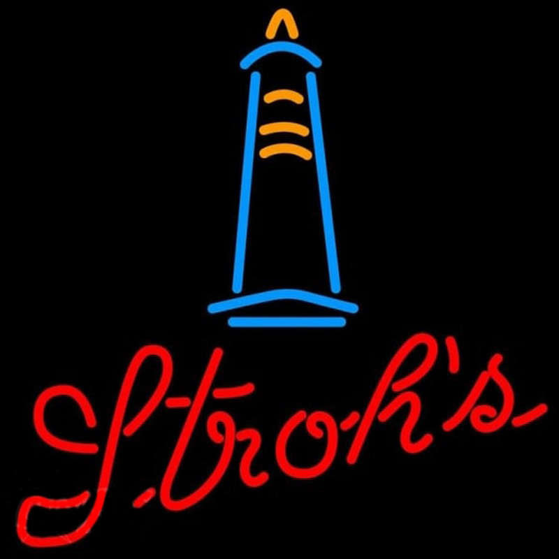 Strohs Lighthouse Beer Sign Neonskylt