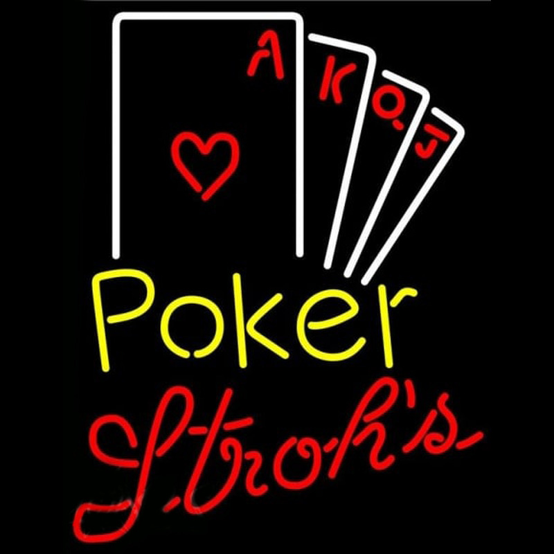 Strohs Poker Ace Series Beer Sign Neonskylt