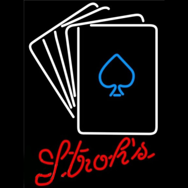 Strohs Poker Cards Beer Sign Neonskylt