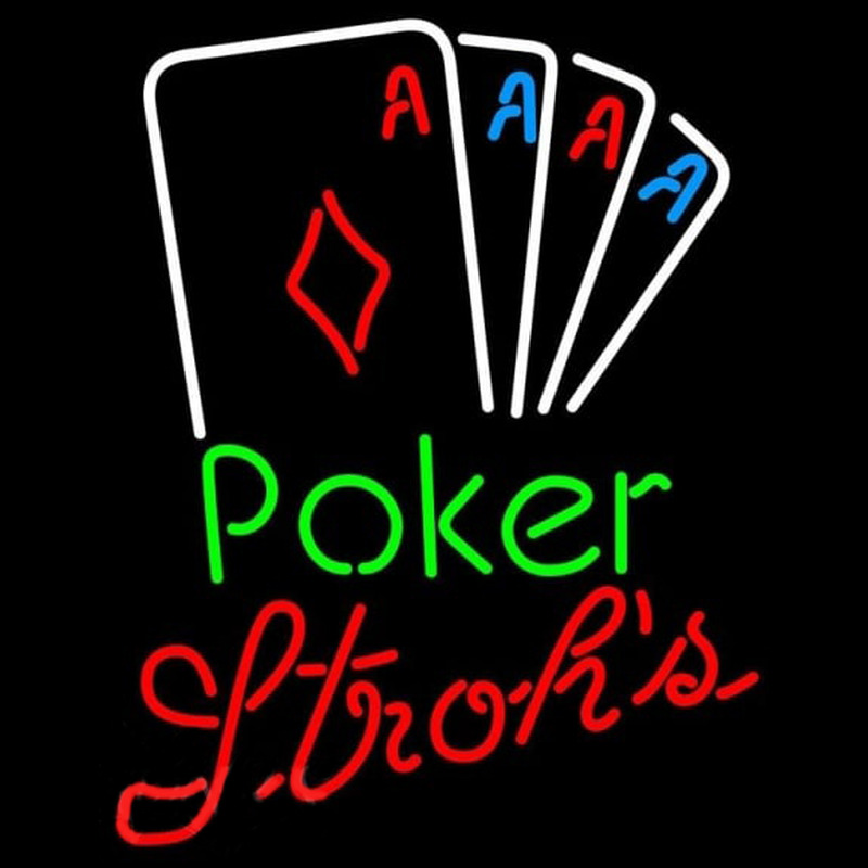 Strohs Poker Tournament Beer Sign Neonskylt