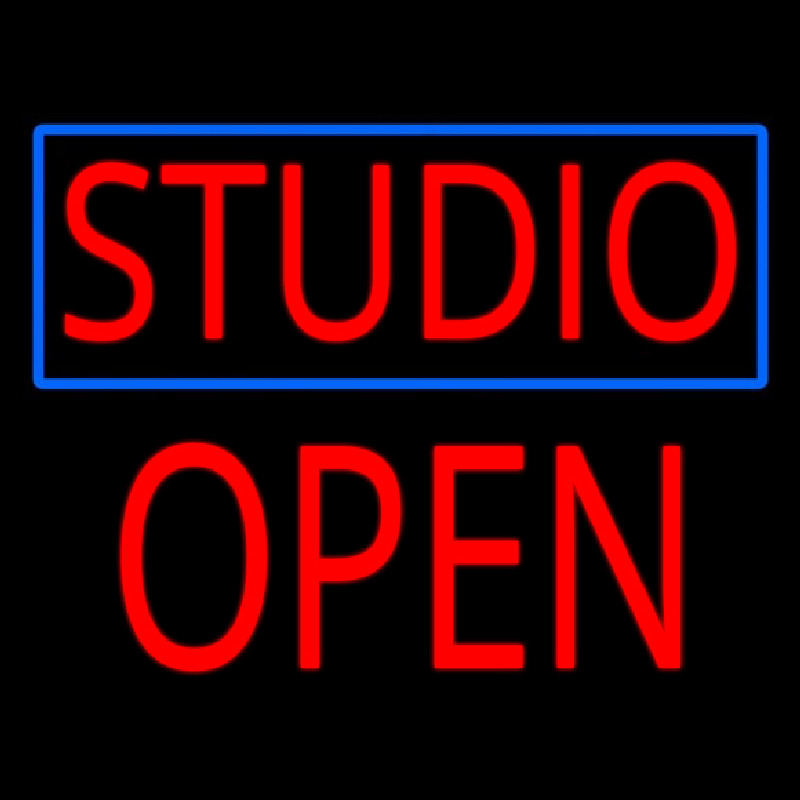 Studio Blue Border Open Block Neonskylt