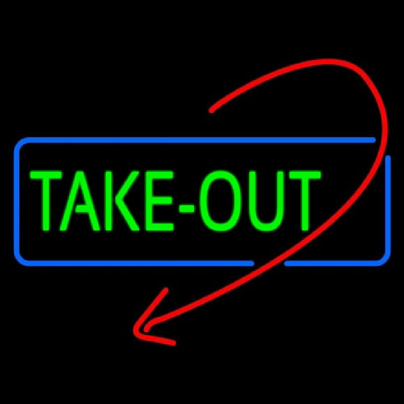 Take Out With Arrow Neonskylt