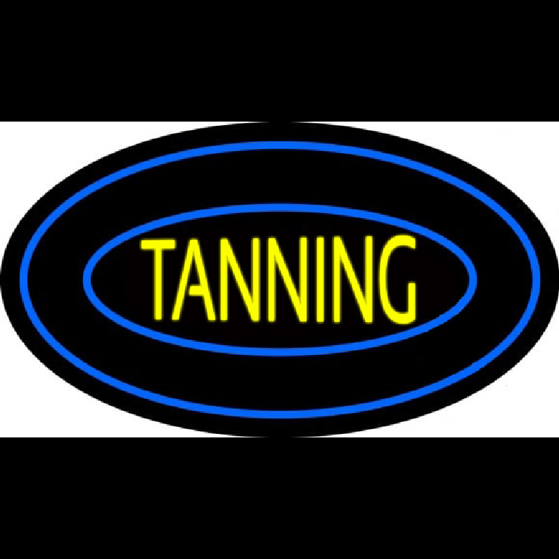 Tanning Double Oval Blue Border Neonskylt