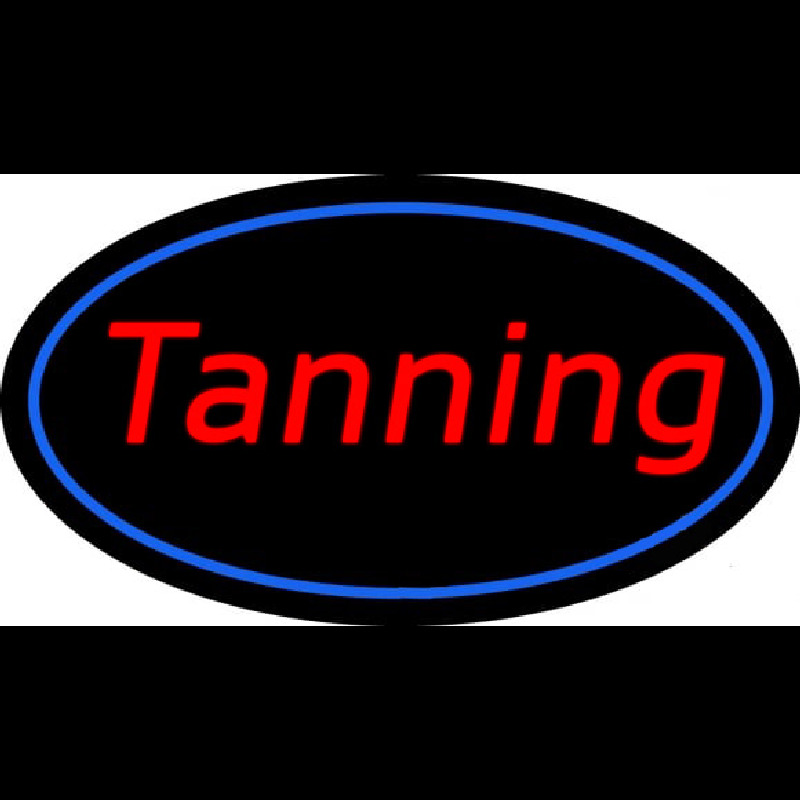 Tanning Oval Blue Border Neonskylt