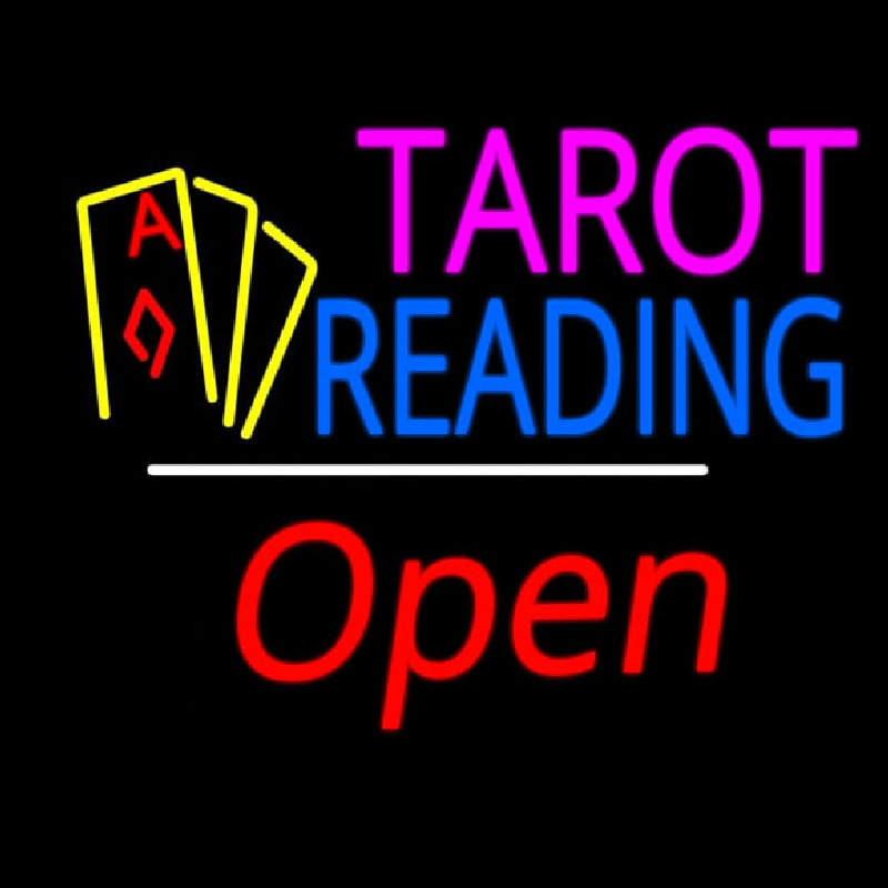 Tarot Reading Open White Line Neonskylt