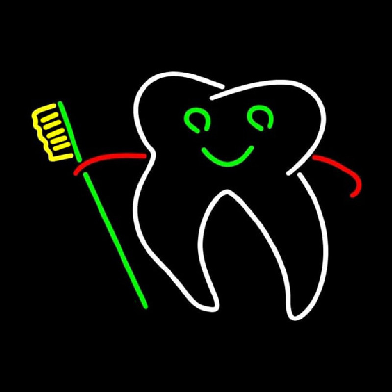 Tooth With Brush Logo Neonskylt