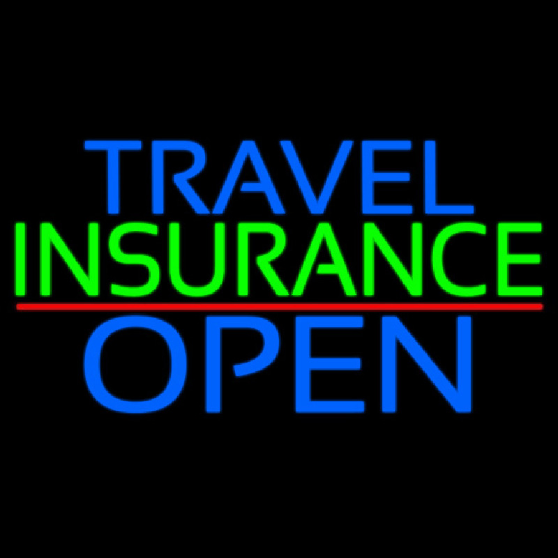 Travel Insurance Open Block Red Line Neonskylt