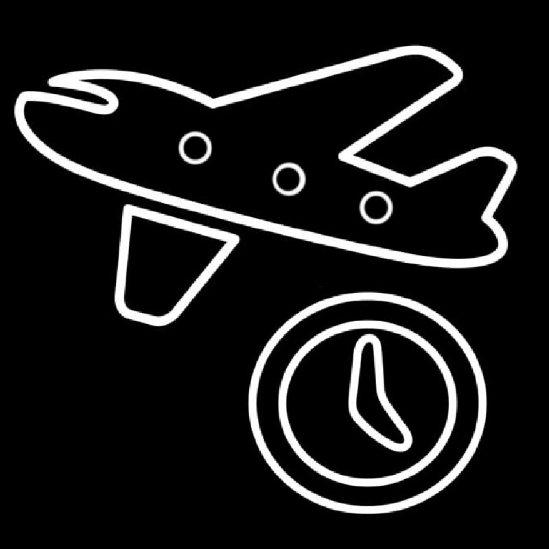 Travel Time Airplane Icon Neonskylt