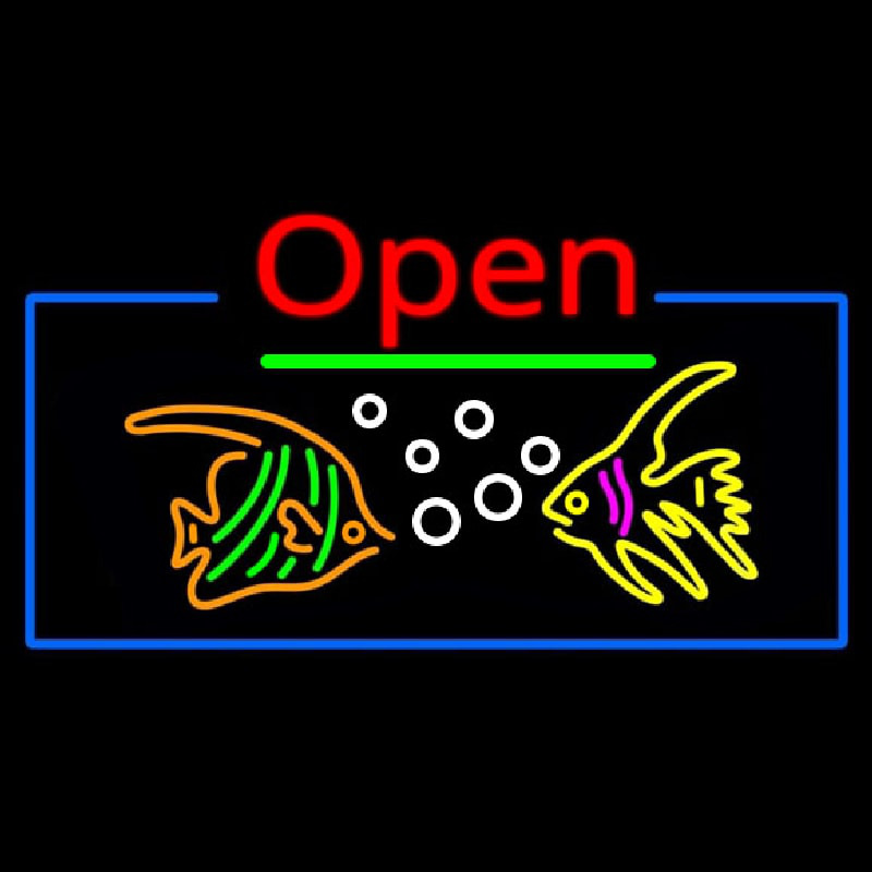 Tropical Fish Logo Open Neonskylt