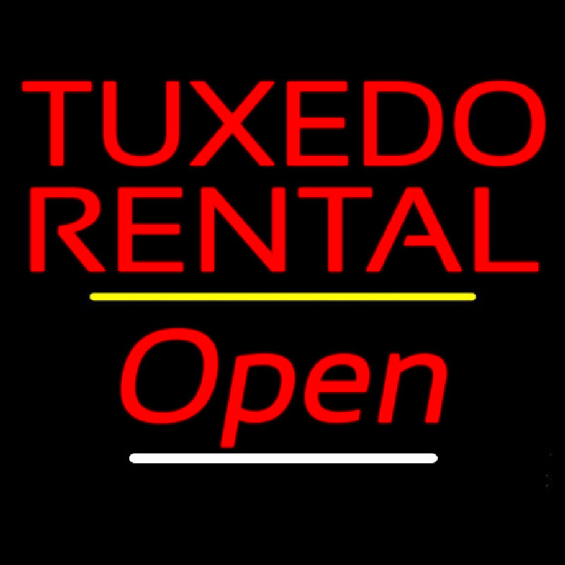 Tu edo Rental Open Yellow Line Neonskylt