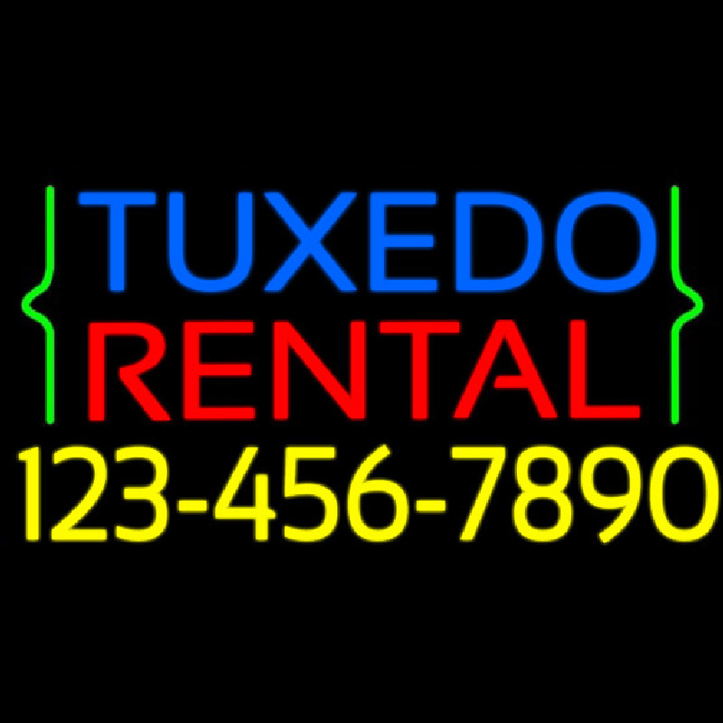 Tu edo Rental With Phone Number Neonskylt