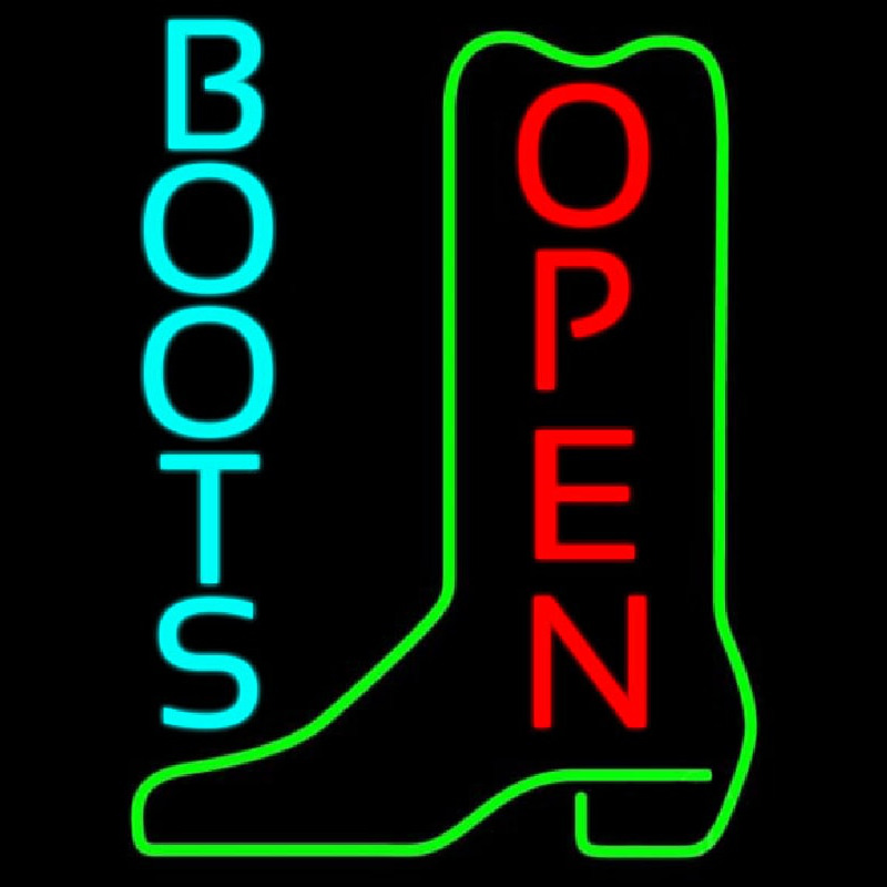 Turquoise Boots Open Neonskylt