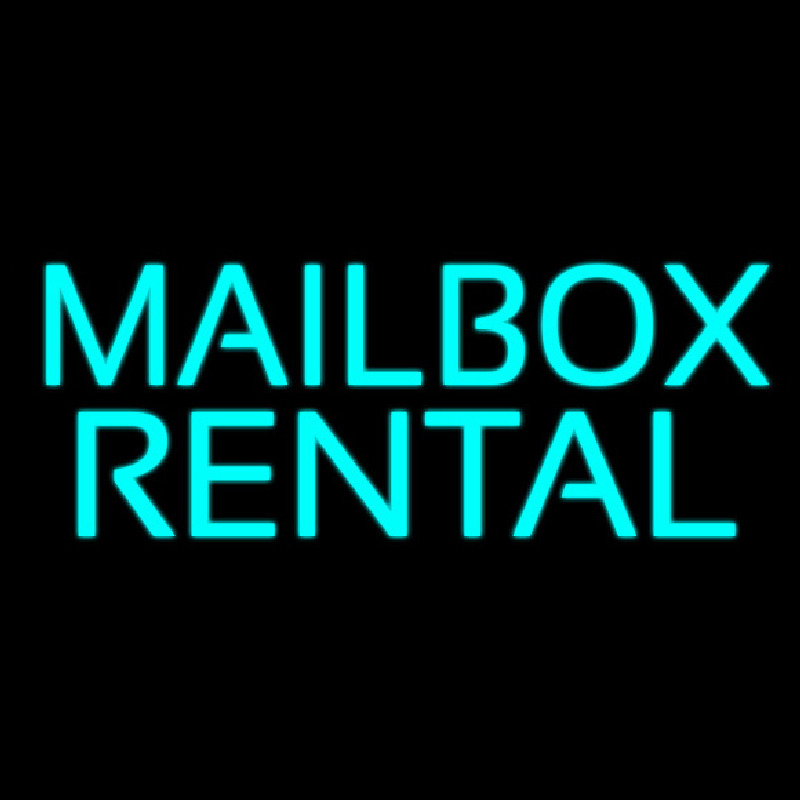 Turquoise Mailbo  Rental Block Neonskylt