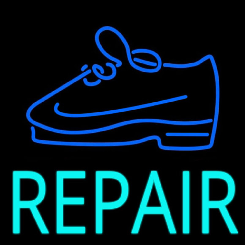 Turquoise Repair Shoe Neonskylt