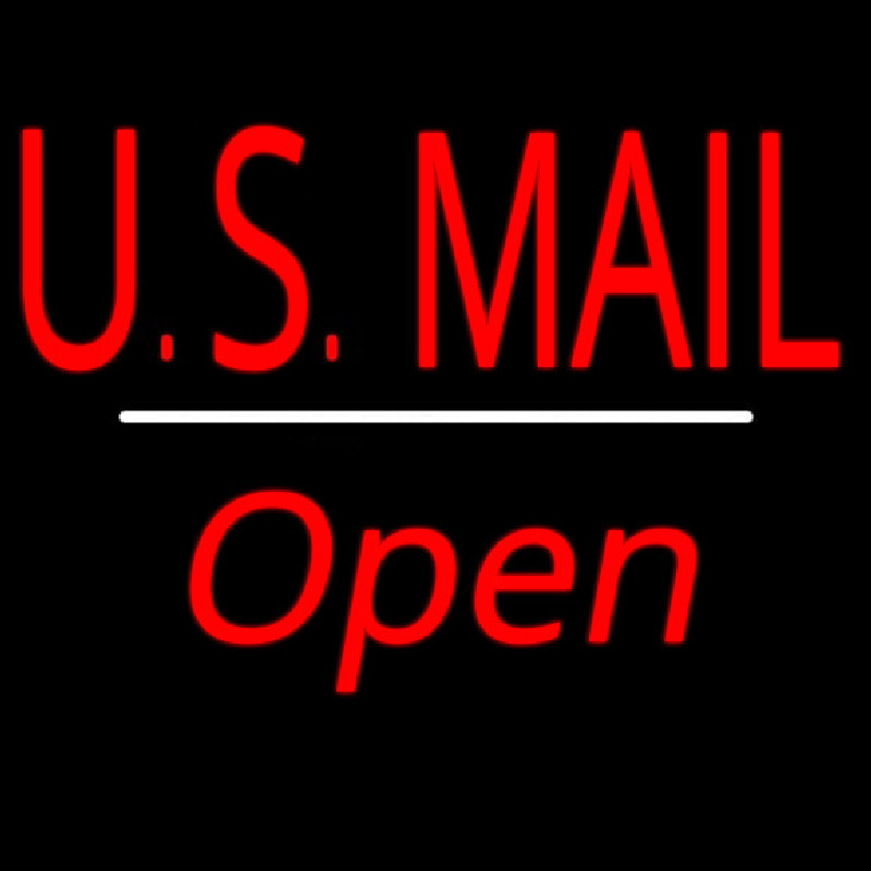 Us Mail Script1 Open White Line Neonskylt