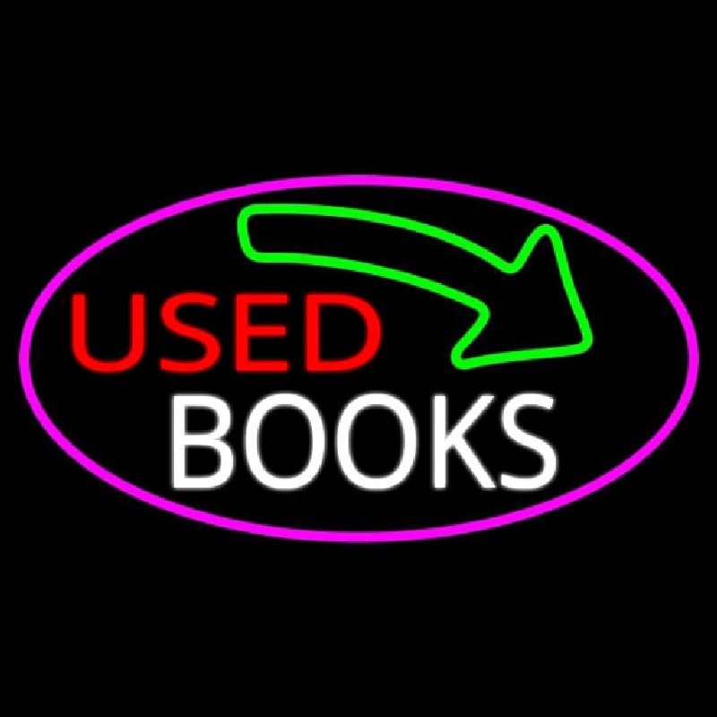 Used Books With Arrow Neonskylt