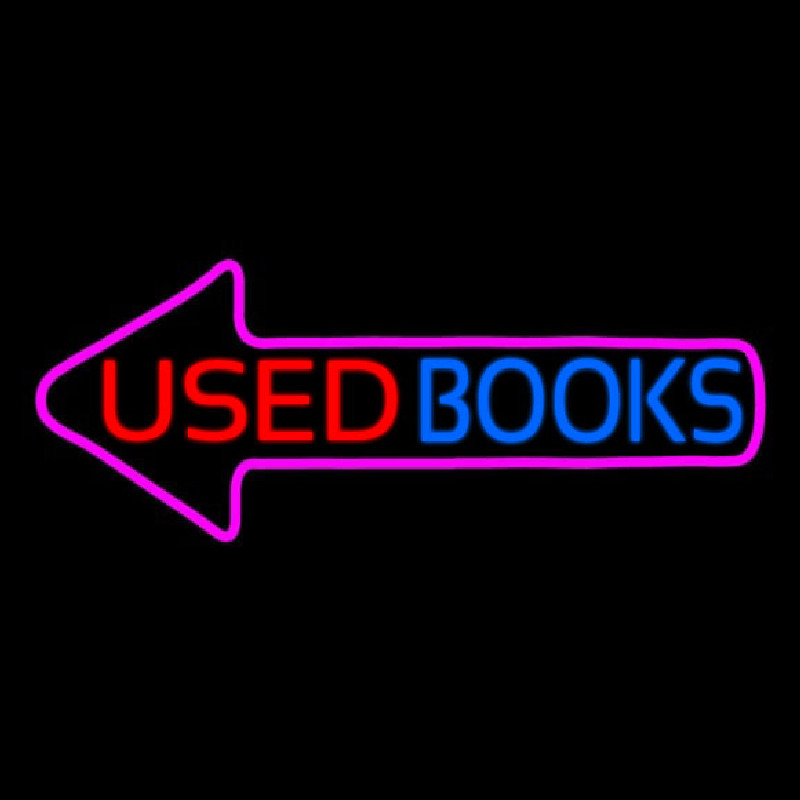 Used Books With Arrow Neonskylt