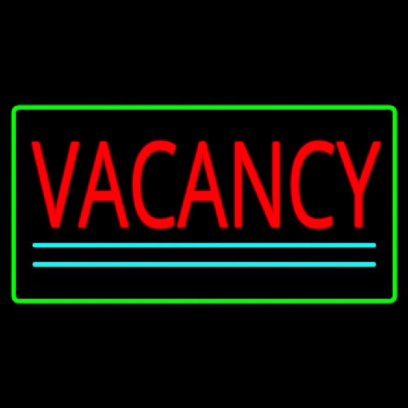 Vacancy Rectangle Green Neonskylt