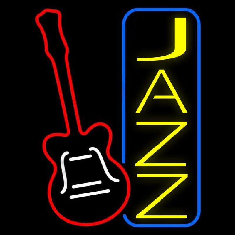 Vertical Jazz With Guitar 2 Neonskylt