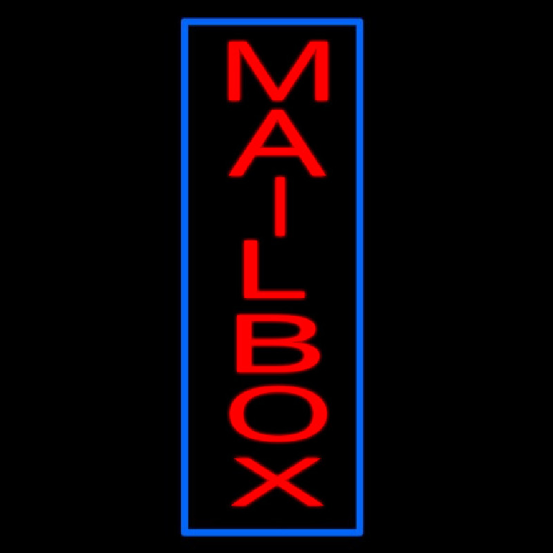 Vertical Mailbo  Blue Border Neonskylt