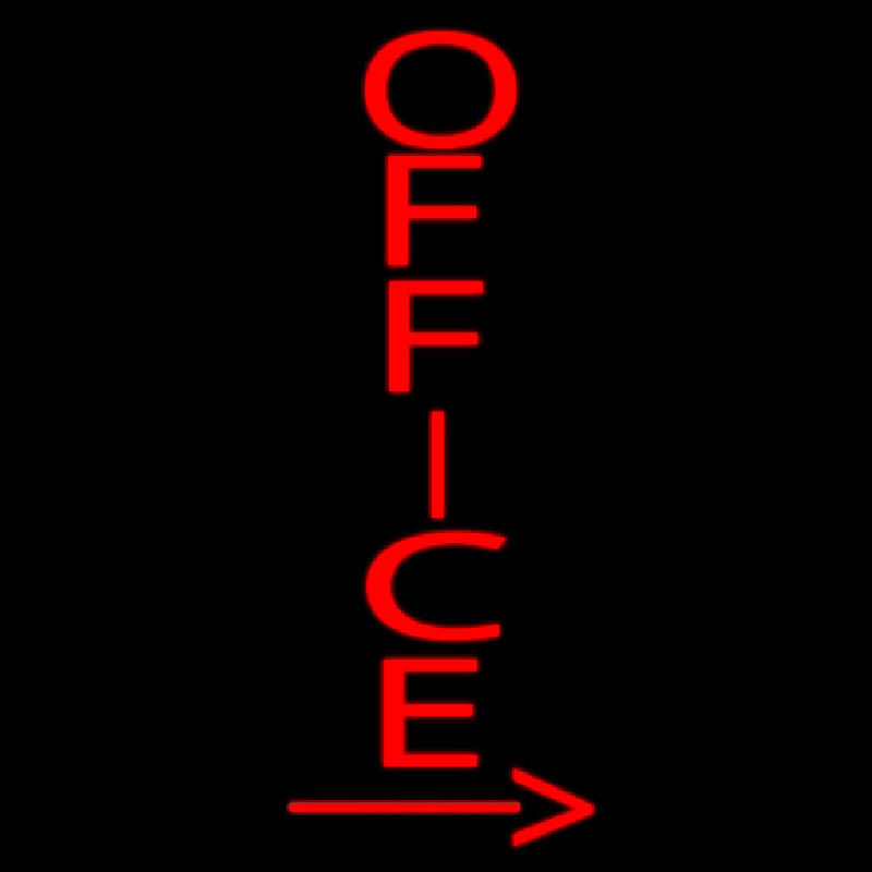 Vertical Red Office With Arrow Neonskylt