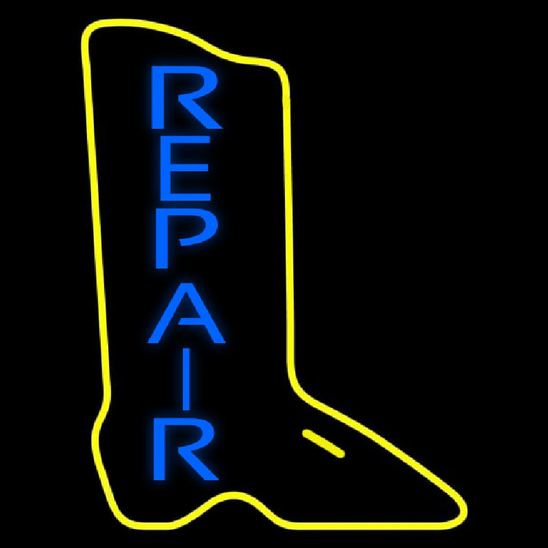 Vertical Shoe Blue Repair Neonskylt