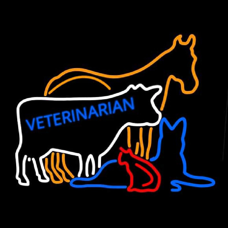 Vet Horse Cow Logo Neonskylt