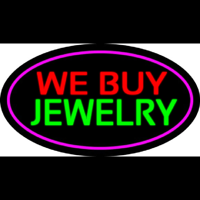 We Buy Jewelry Oval Purple Neonskylt