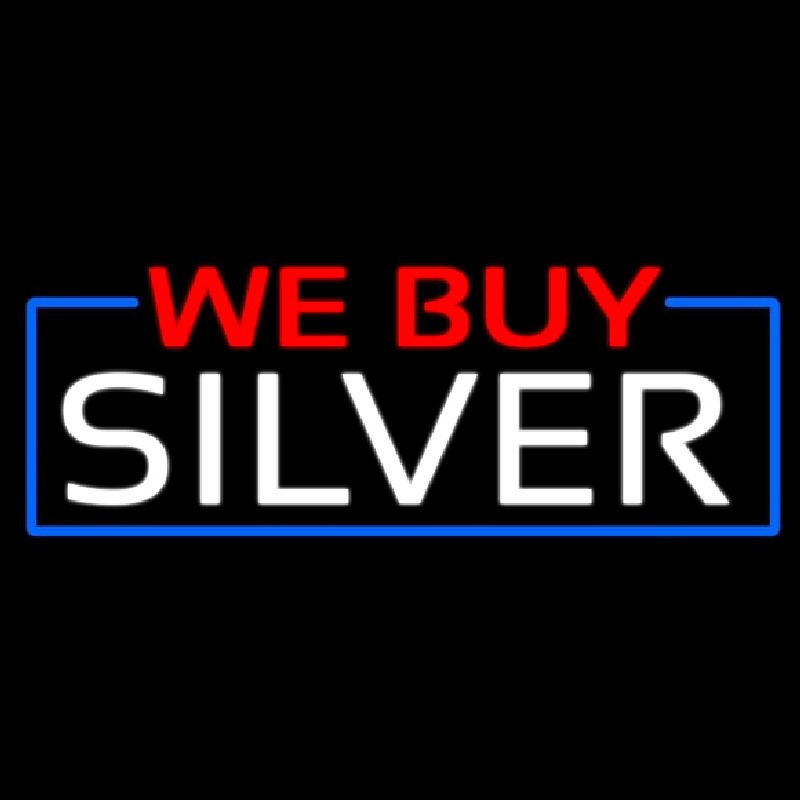 We Buy Silver Block Neonskylt