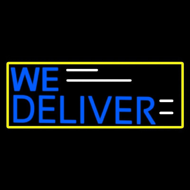 We Deliver Yellow Border Neonskylt