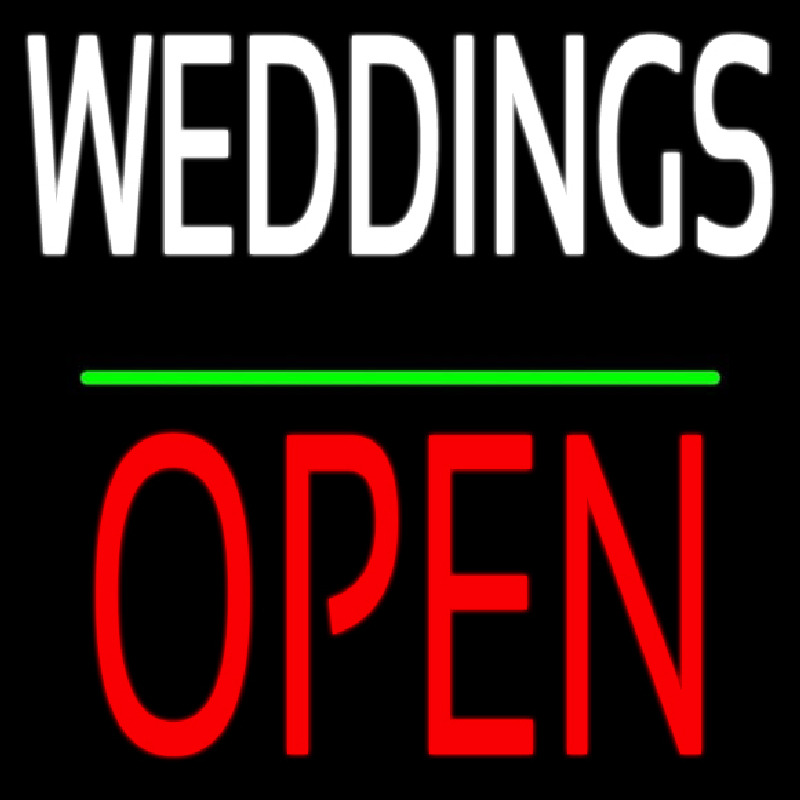 Weddings Block Open Green Line Neonskylt