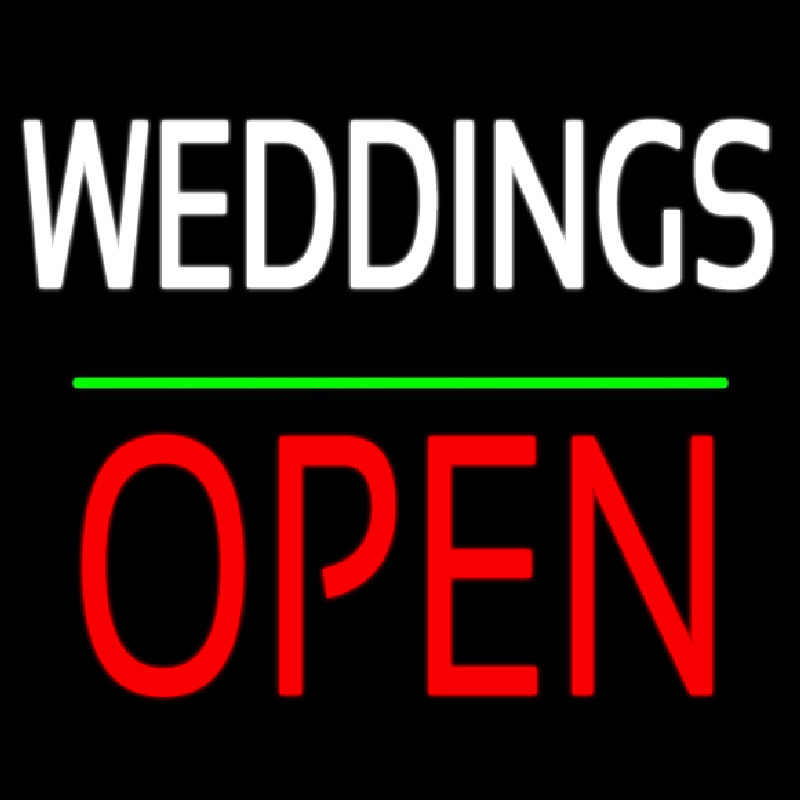 Weddings Block Red Open Green Line Neonskylt