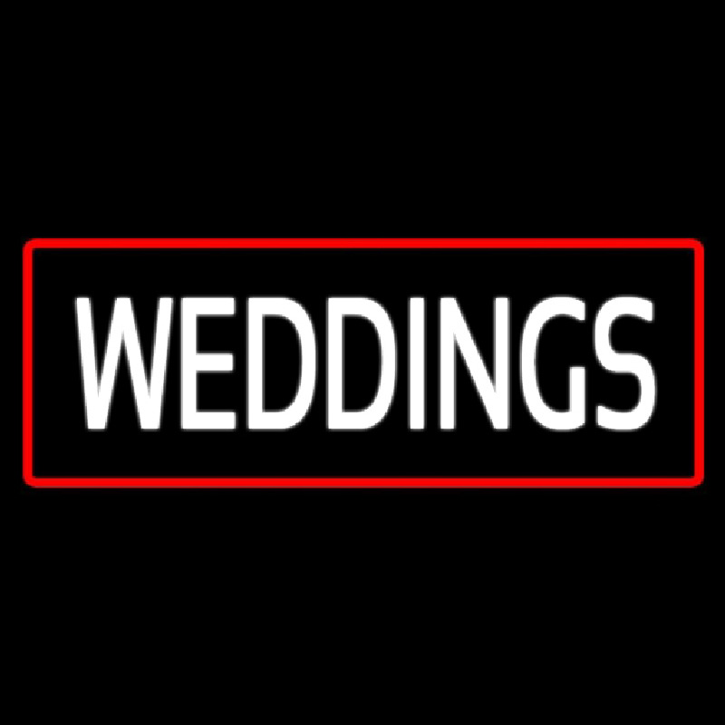 Weddings Rectangle Red Neonskylt