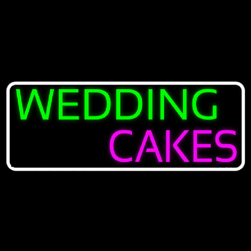 White Border Wedding Cakes Neonskylt