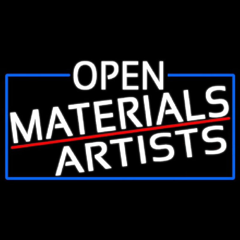 White Open Materials Artists With Blue Border Neonskylt