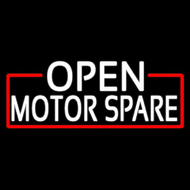 White Open Motor Spare With Red Border Neonskylt