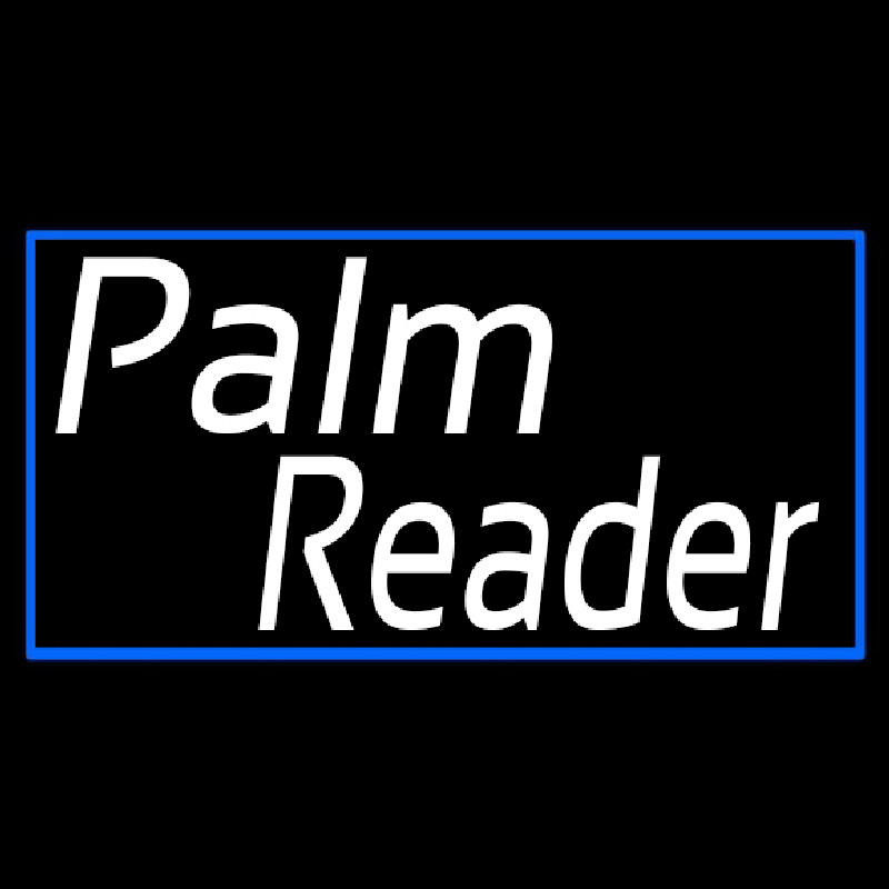 White Palm Reader Blue Rectangle Neonskylt