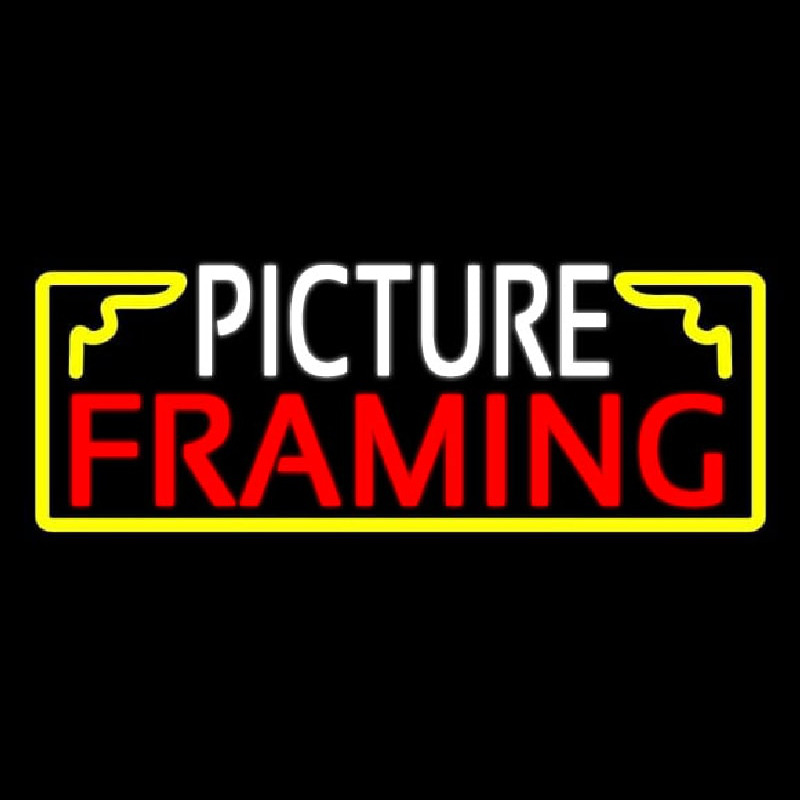 White Picture Framing With Frame Logo Neonskylt