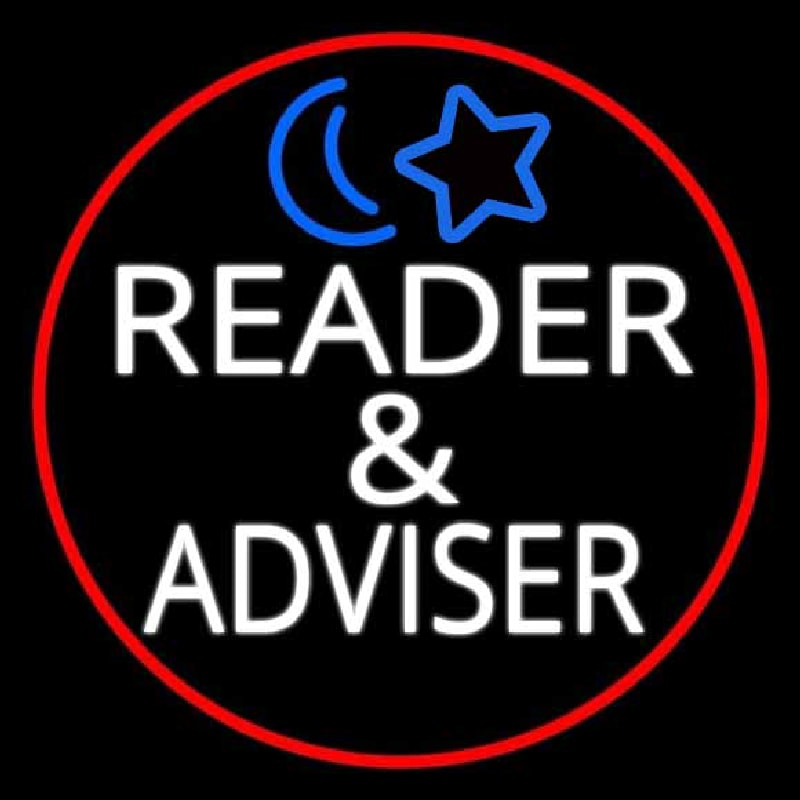 White Reader And Advisor Red Border Neonskylt