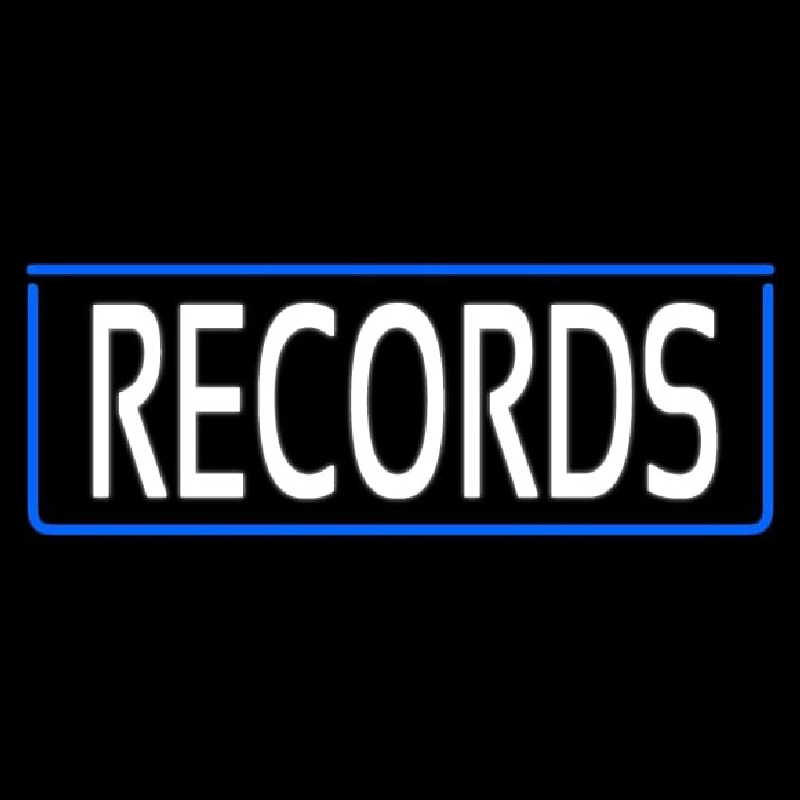 White Records With Blue Arrow 1 Neonskylt