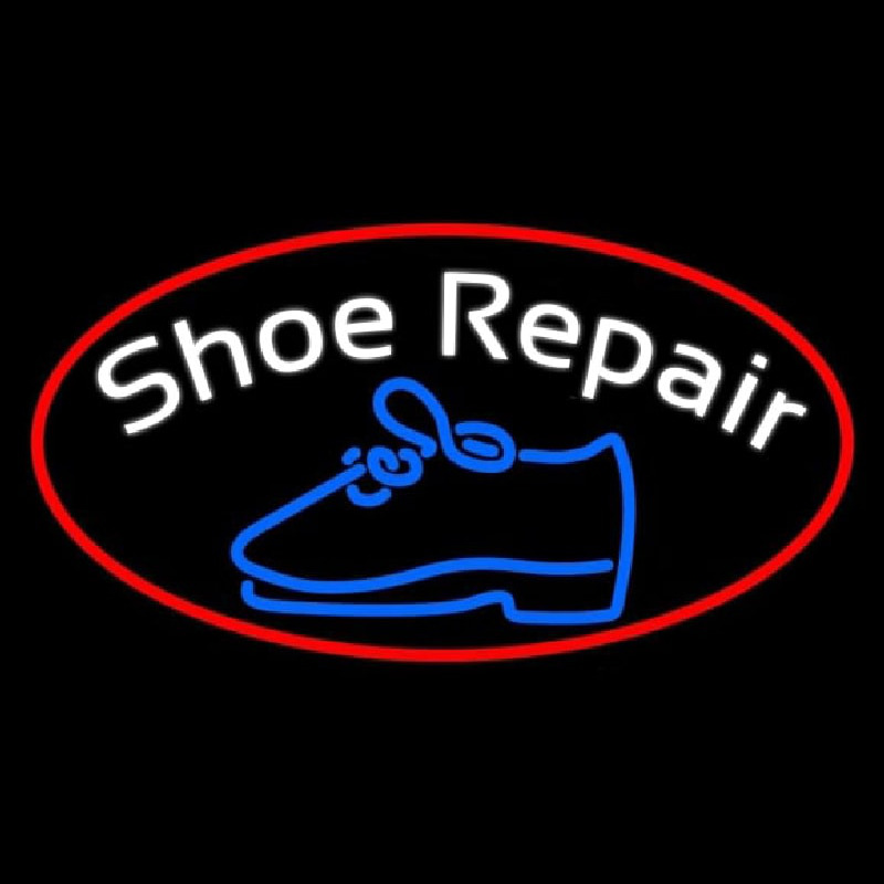 White Shoe Repair With Border Neonskylt