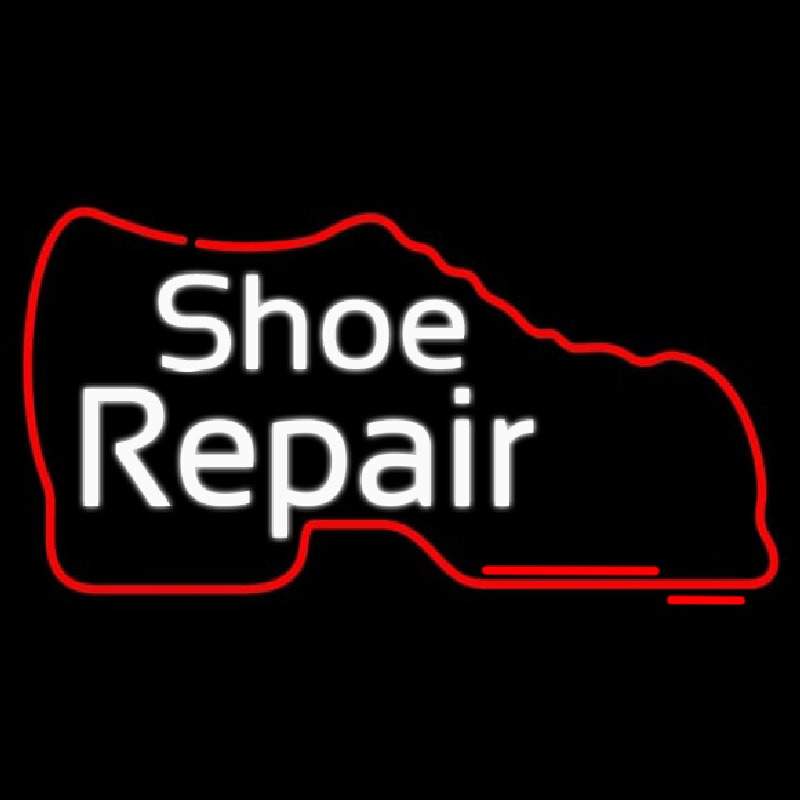 White Shoe Repair With Shoe Neonskylt