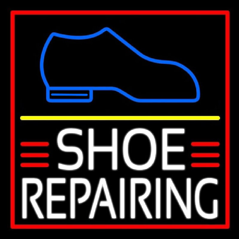 White Shoe Repairing Neonskylt