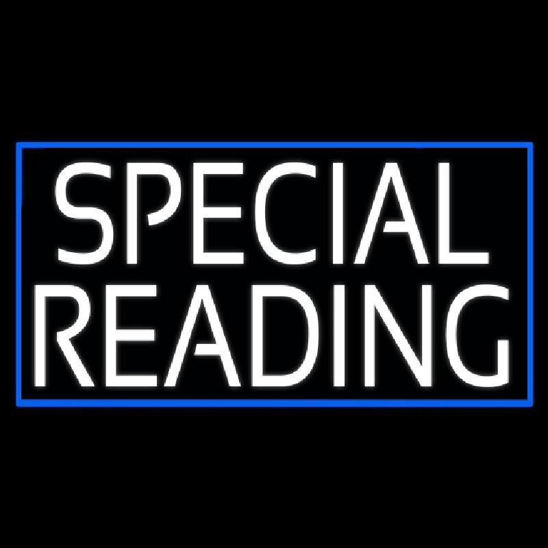 White Special Reading Blue Border Neonskylt