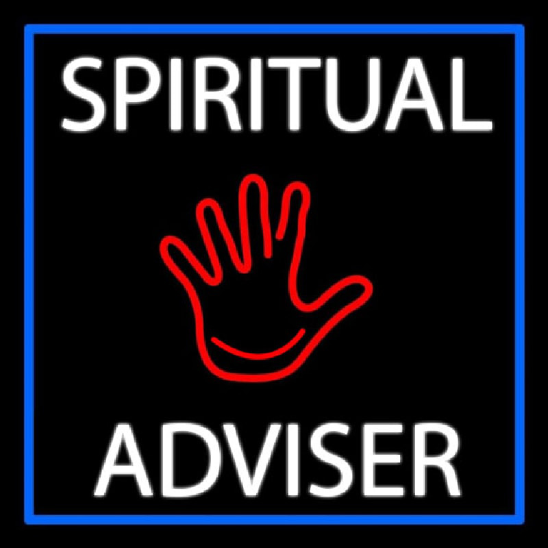 White Spiritual Advisor With Red Palm Neonskylt