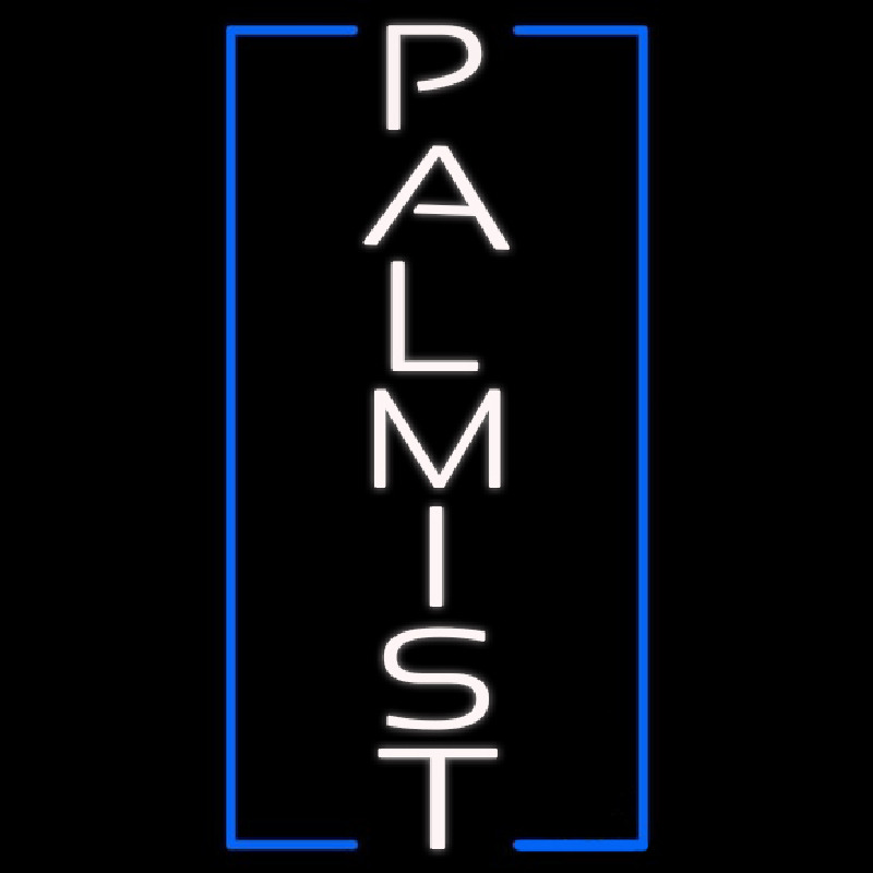 White Vertical Palmist Neonskylt